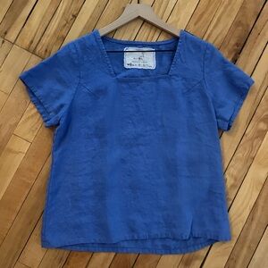 NotPerfectLinen Sooke top, EUC, cornflower blue